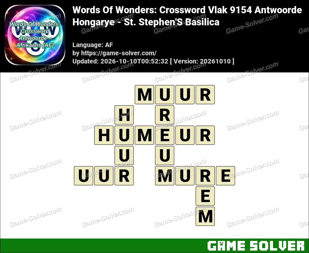 Words Of Wonders: Crossword Vlak 9154 Antwoorde – Hongarye – St. Stephen’S Basilica